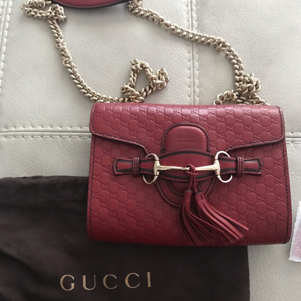 Guccissima Emily Small Shoulder Bag in Red